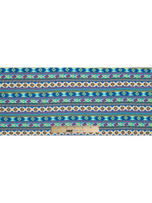 Deep Ultramarine and Yellow Geometric Stripes Printed Rayon Challis Deep Ultramarine and Yellow Geometric Stripes Printed Rayon Challis