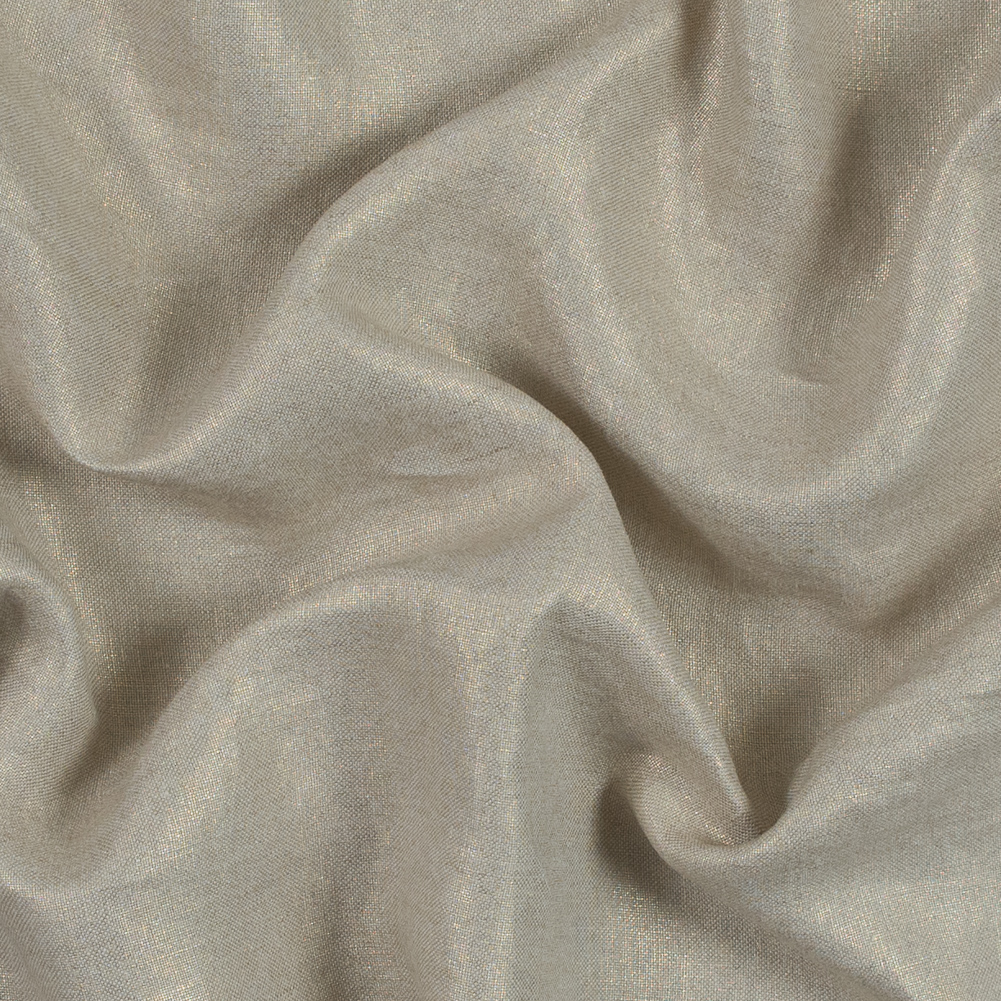 Lightweight Linen Woven with Metallic Gold Foil – Oatmeal – Simone Collection Lightweight Linen Woven with Metallic Gold Foil – Oatmeal – Simone Collection