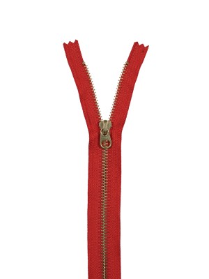 Metal Closed Bottom Zipper with Gold Teeth 9″ – Burnt Orange Metal Closed Bottom Zipper with Gold Teeth 9″ – Burnt Orange