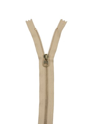 Metal Closed Bottom Zipper with Gold Teeth 9″ – Warm Beige Metal Closed Bottom Zipper with Gold Teeth 9″ – Warm Beige