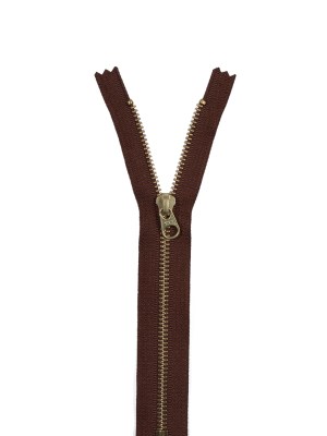 Metal Closed Bottom Zipper with Gold Teeth 8″ – Brown Metal Closed Bottom Zipper with Gold Teeth 8″ – Brown