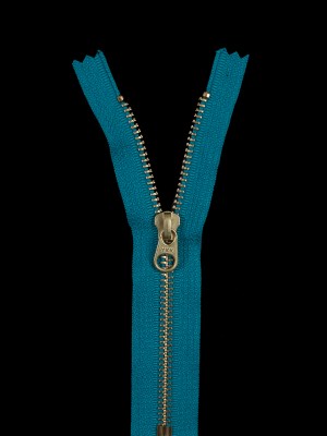Metal Closed Bottom Zipper with Gold Teeth 6″ – Turquoise Metal Closed Bottom Zipper with Gold Teeth 6″ – Turquoise