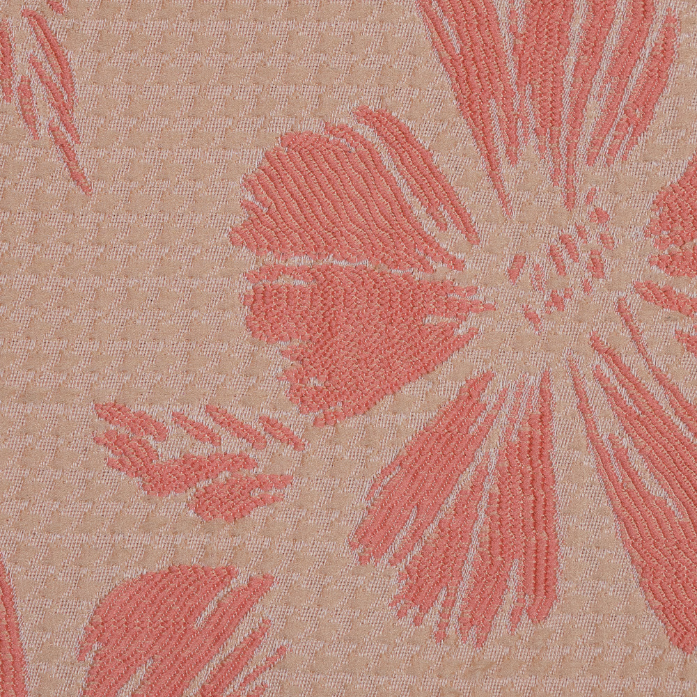 Beige and Light Orange Stretch Floral Houndstooth Brocade Beige and Light Orange Stretch Floral Houndstooth Brocade