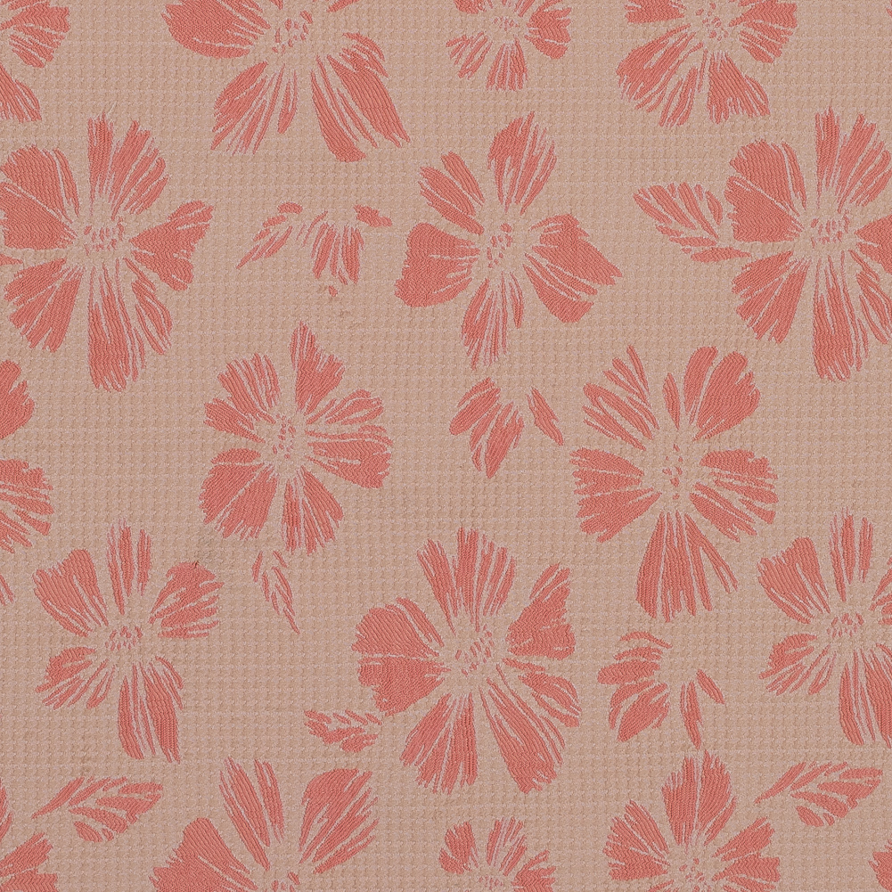 Beige and Light Orange Stretch Floral Houndstooth Brocade Beige and Light Orange Stretch Floral Houndstooth Brocade