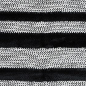 Novelty Black And White Cotton Knit with Black Faux Fur Awning Stripes Novelty Black And White Cotton Knit with Black Faux Fur Awning Stripes