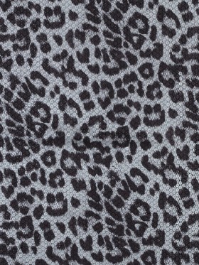 Knit Fabric with Snow Leopard Foil and Circle Sequins – Black and White on Black Knit Fabric with Snow Leopard Foil and Circle Sequins – Black and White on Black