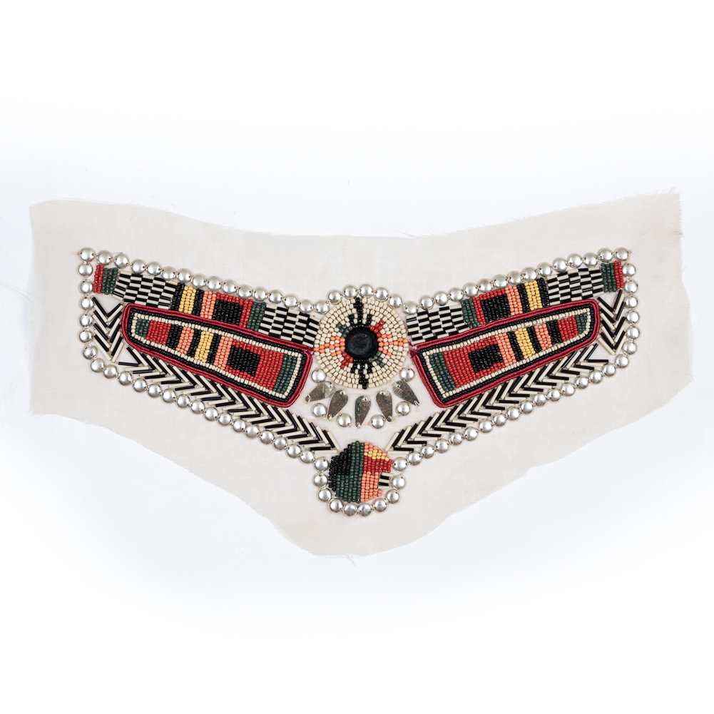 Italian Multicolor Tribal Beaded Applique – 5.5″ x 13″ Italian Multicolor Tribal Beaded Applique – 5.5″ x 13″