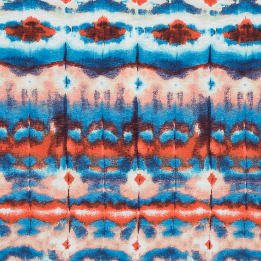 Blue and Orange Abstract Printed Cotton Jersey Blue and Orange Abstract Printed Cotton Jersey