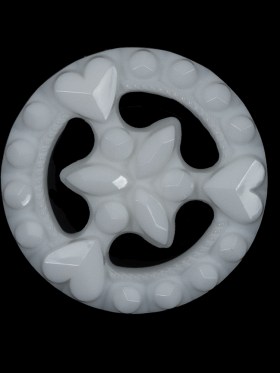 Glossy White Hearts and Gems Open Framework Shank Back Button – 45L/29mm Glossy White Hearts and Gems Open Framework Shank Back Button – 45L/29mm