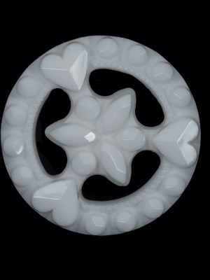Glossy White Hearts and Gems Open Framework Shank Back Button – 45L/29mm Glossy White Hearts and Gems Open Framework Shank Back Button – 45L/29mm