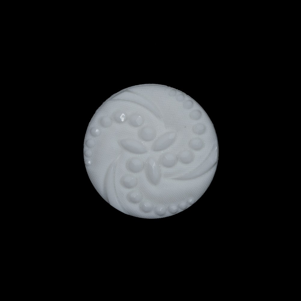 White Floral Plastic Shank-Back Button – 30L/19mm White Floral Plastic Shank-Back Button – 30L/19mm