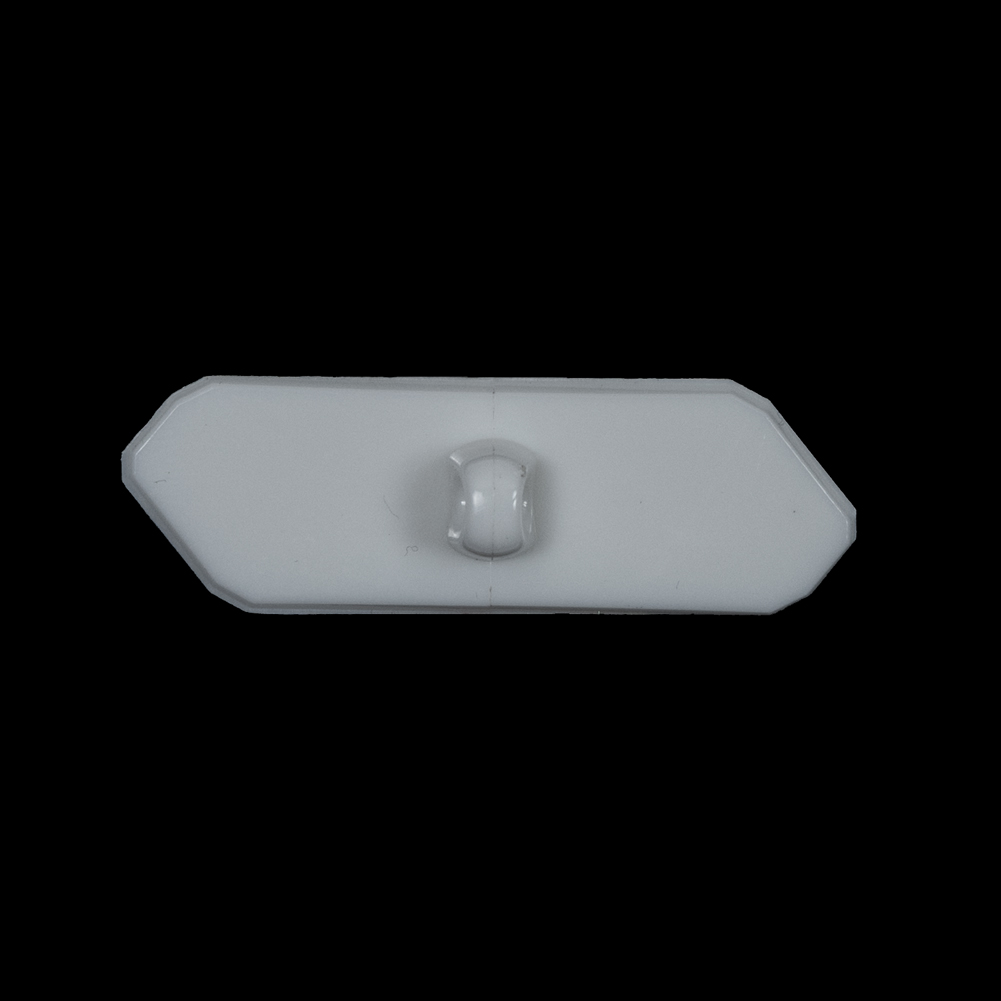 White Hexagon Plastic Shank-Back Button - 1.75" x 0.5"