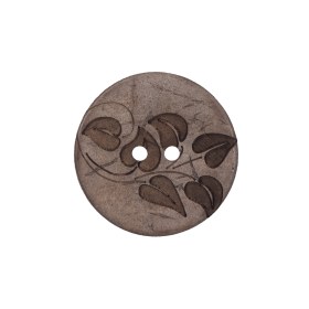 Italian Brown Leafy Etched Coconut Button – 36L/23mm Italian Brown Leafy Etched Coconut Button – 36L/23mm