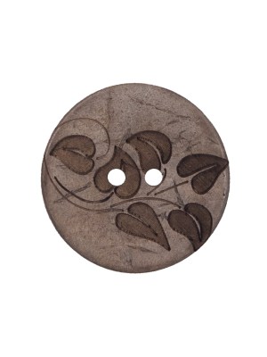 Italian Brown Leafy Etched Coconut Button – 36L/23mm Italian Brown Leafy Etched Coconut Button – 36L/23mm