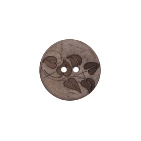 Italian Brown Leafy Etched Coconut Button – 28L/18mm Italian Brown Leafy Etched Coconut Button – 28L/18mm