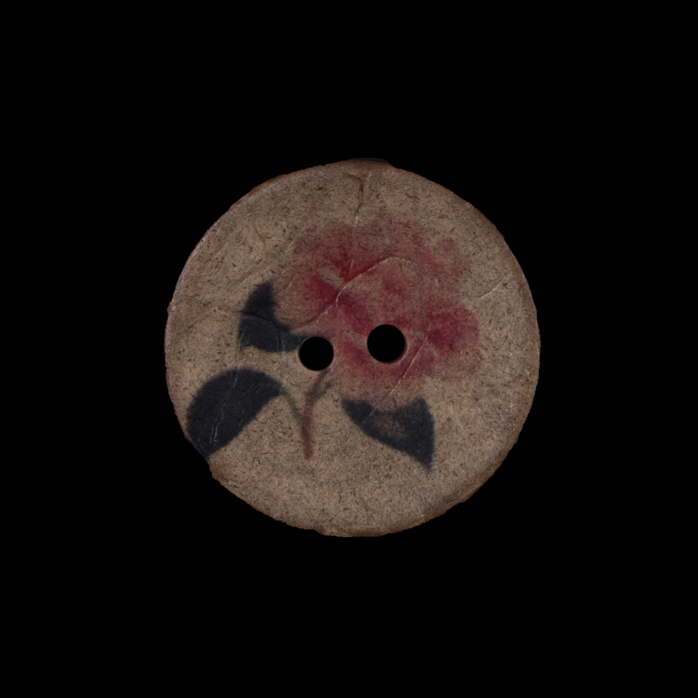Italian Brown Floral Painted Coconut Button – 36L/23mm Italian Brown Floral Painted Coconut Button – 36L/23mm