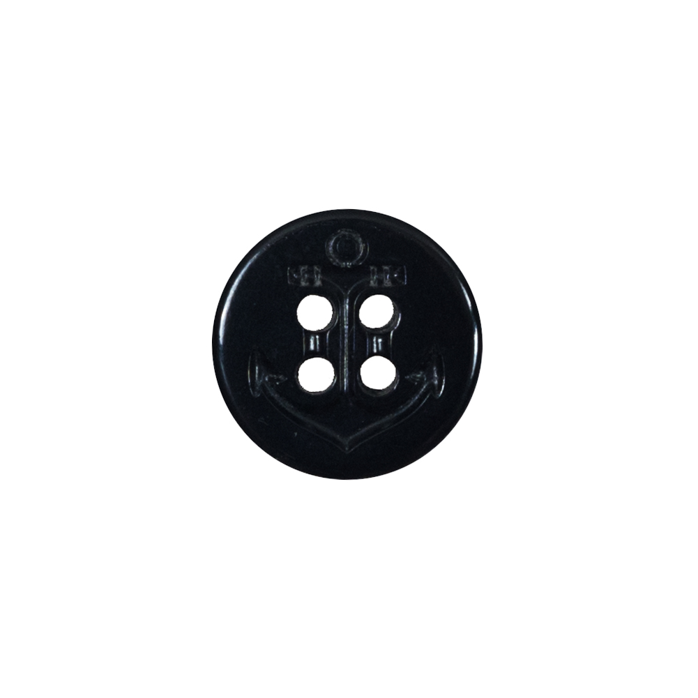 Black Anchor 4-Hole Plastic Button – 24L/15mm Black Anchor 4-Hole Plastic Button – 24L/15mm