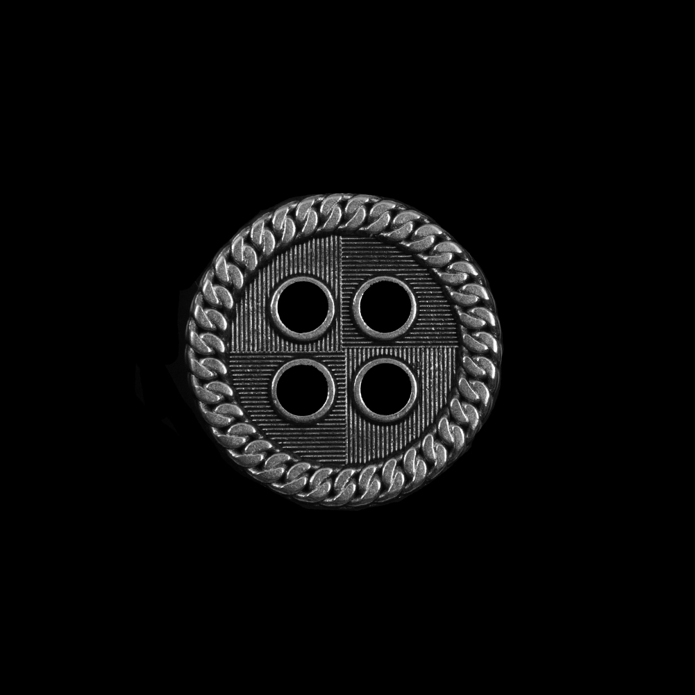 Novelty Silver Metal 4-Hole Button – 32L/20mm Novelty Silver Metal 4-Hole Button – 32L/20mm