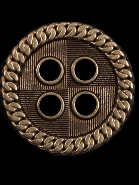 Novelty Antique Gold 4-Hole Metal Button – 44L/28mm Novelty Antique Gold 4-Hole Metal Button – 44L/28mm
