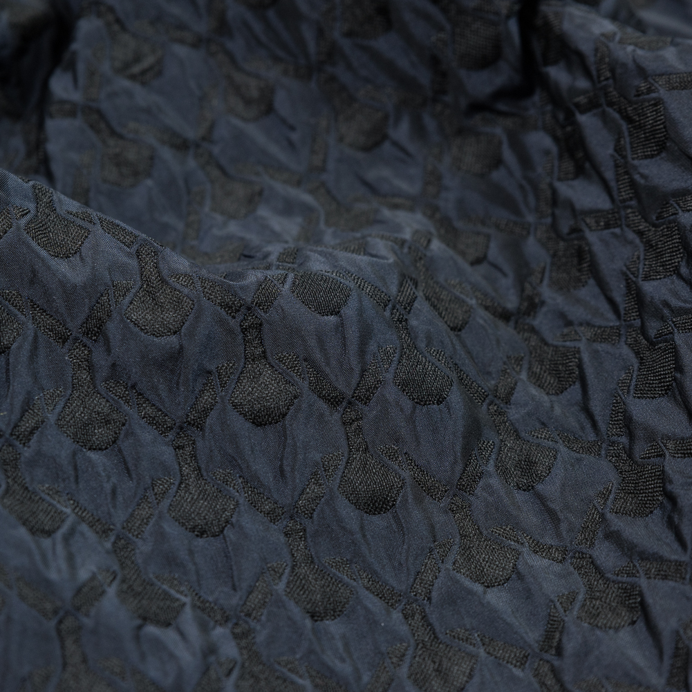 Black and Navy Quilted Brocade Black and Navy Quilted Brocade