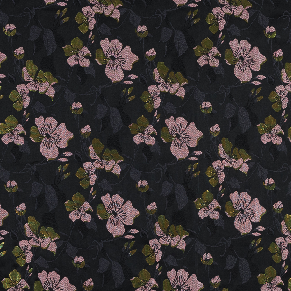 Black, Pink and Lime Reversible Floral Brocade Black, Pink and Lime Reversible Floral Brocade