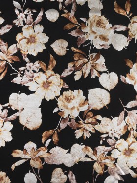 Black Ponte Knit with Brown Floral Foil Design Black Ponte Knit with Brown Floral Foil Design