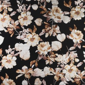 Black Ponte Knit with Brown Floral Foil Design Black Ponte Knit with Brown Floral Foil Design