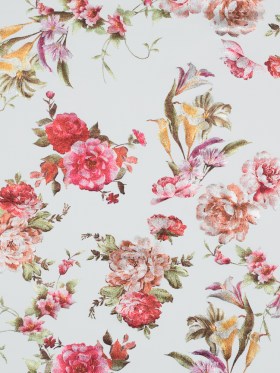 White Ponte Knit with Multicolor Floral Foil Design White Ponte Knit with Multicolor Floral Foil Design