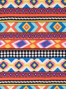 Orange/Blue Geometric Stripes Printed Rayon Woven Orange/Blue Geometric Stripes Printed Rayon Woven