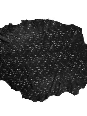 Medium Black Abstract Perforated Lamb Leather Medium Black Abstract Perforated Lamb Leather
