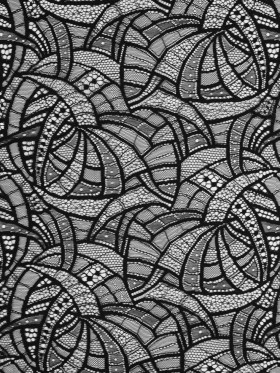 Black Abstract Geometric Lace w/ Scalloped Eyelash Edges Black Abstract Geometric Lace w/ Scalloped Eyelash Edges
