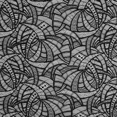 Black Abstract Geometric Lace w/ Scalloped Eyelash Edges Black Abstract Geometric Lace w/ Scalloped Eyelash Edges