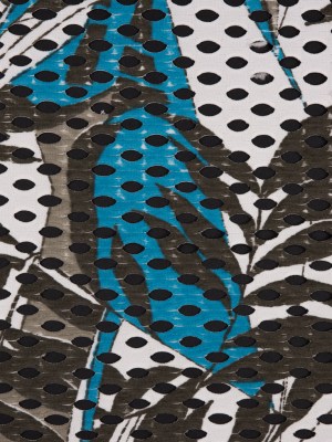 Italian Hawaiian Ocean/White/Dusty Olive Abstract Floral Printed Knit Lace w/ Eyelets Italian Hawaiian Ocean/White/Dusty Olive Abstract Floral Printed Knit Lace w/ Eyelets