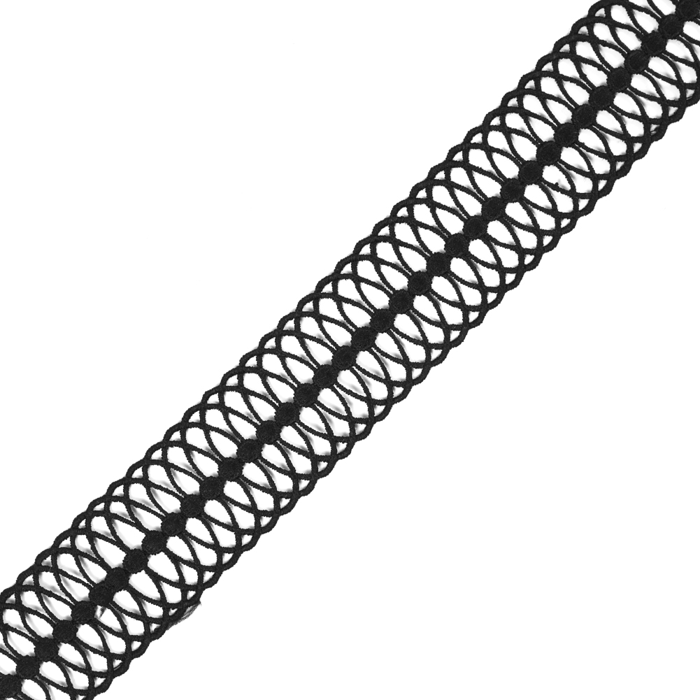 Black Geometric Venise Lace Trim – 1.75″ Black Geometric Venise Lace Trim – 1.75″