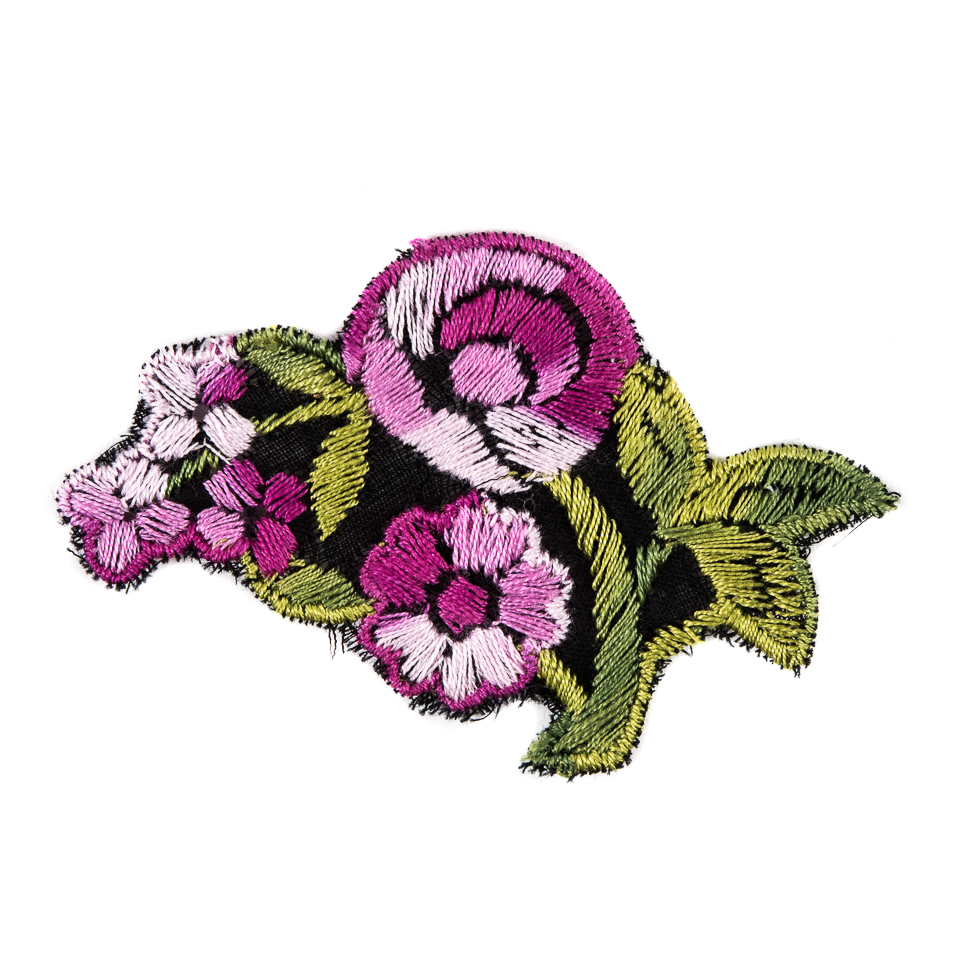 Pink and Green Flower Embroidered Applique – 2″ Pink and Green Flower Embroidered Applique – 2″