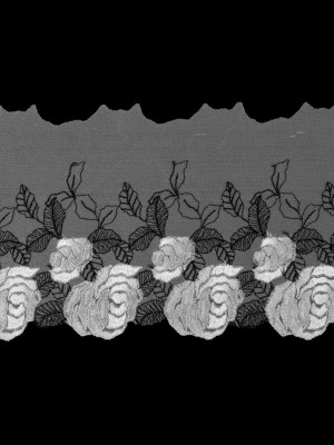 Black and White Floral Emboidery on Mesh – 5″ Black and White Floral Emboidery on Mesh – 5″