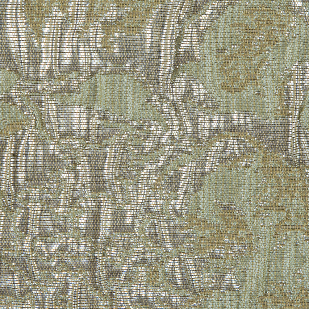 Khaki, Pista Green and Silver Abstract Floral Metallic Brocade/Jacquard Khaki, Pista Green and Silver Abstract Floral Metallic Brocade/Jacquard