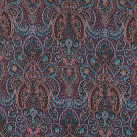 Radiant Aqua and Spring Pink Paisley Damask Jacquard Radiant Aqua and Spring Pink Paisley Damask Jacquard
