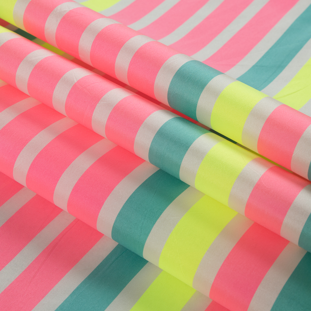 Striped Taffeta – Fluorescent Pink Striped Taffeta – Fluorescent Pink