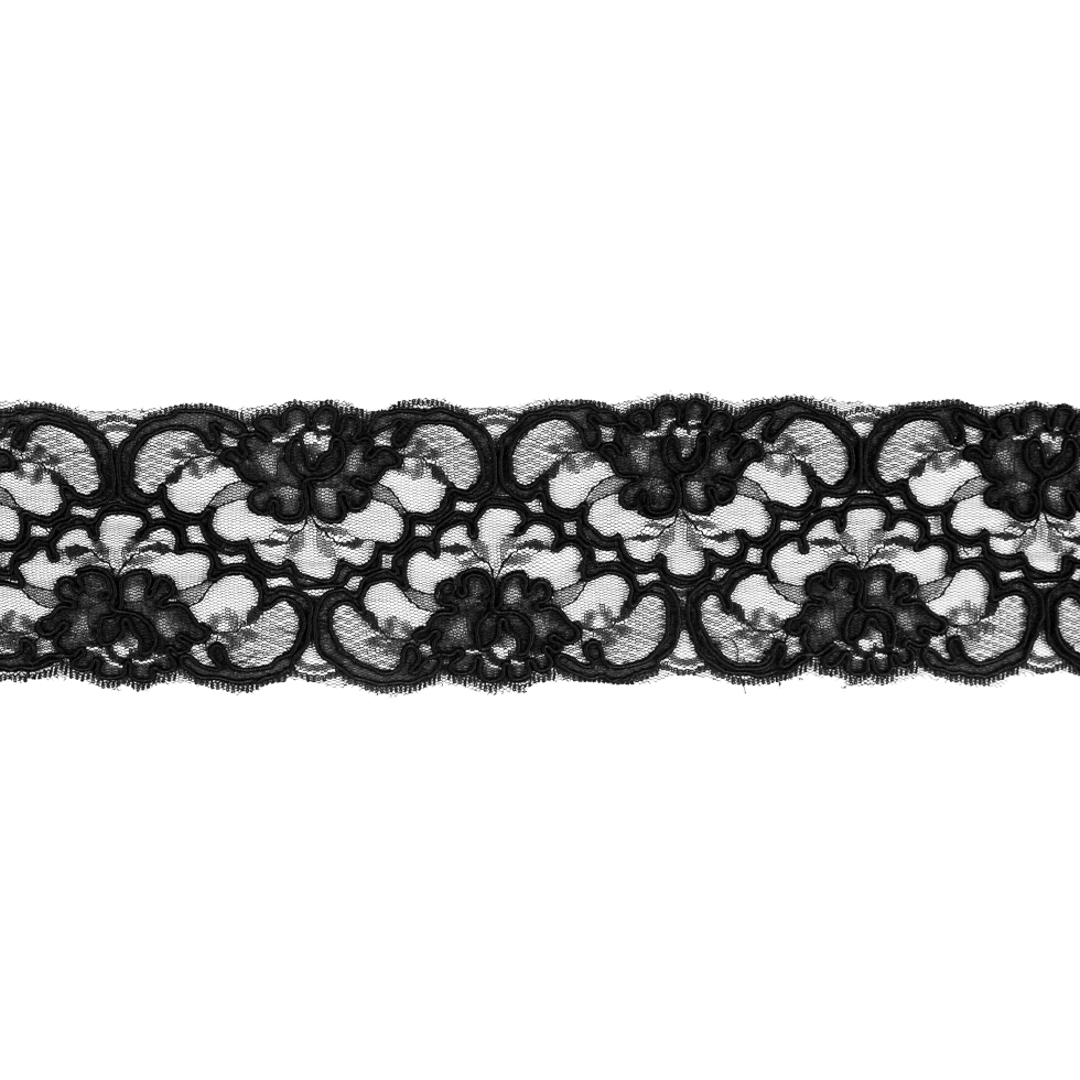 Black Corded Lace Trim – 3″ Black Corded Lace Trim – 3″