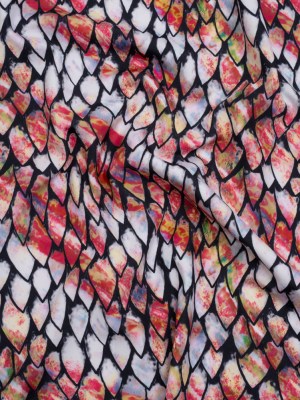 Scales Printed on a Caye UV Protective Compression Swimwear Tricot w/ Aloe Vera Microcapsules Scales Printed on a Caye UV Protective Compression Swimwear Tricot w/ Aloe Vera Microcapsules