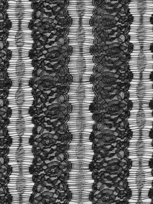 Black Floral Striped Lace w/ Scalloped Eyelash Edges Black Floral Striped Lace w/ Scalloped Eyelash Edges