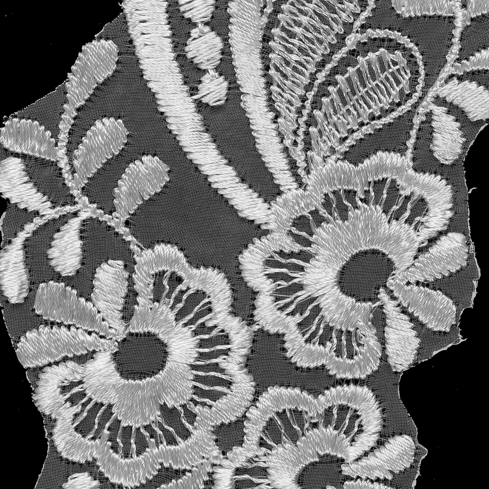 White Floral Embroidered Organza Applique - 10"