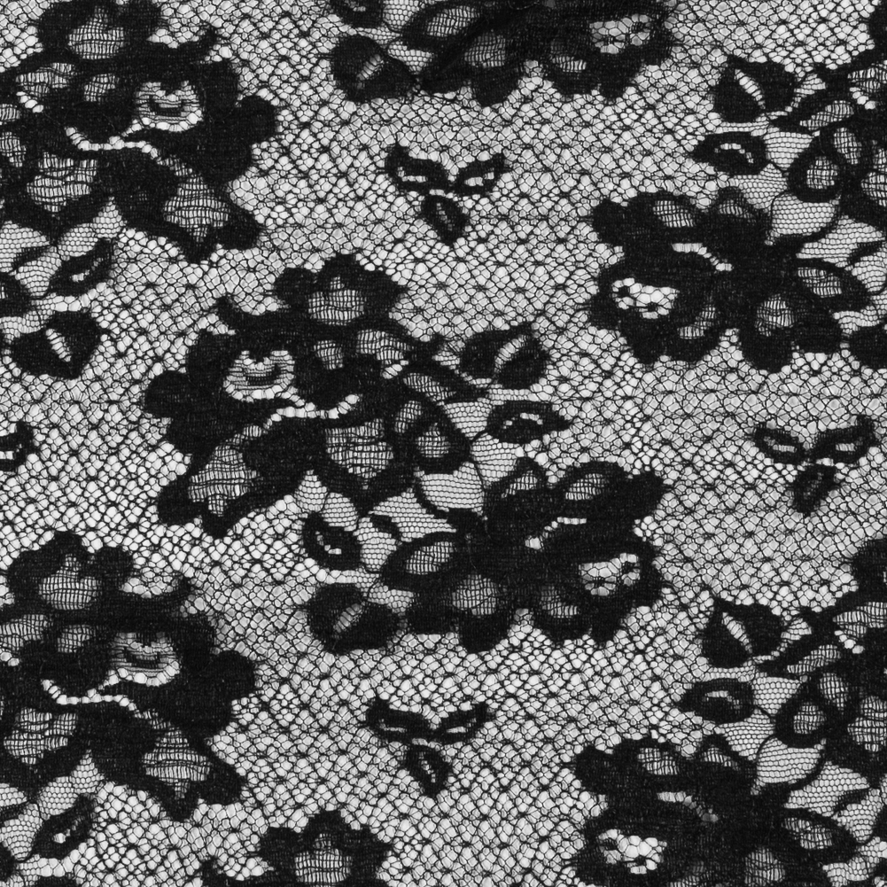 Metallic Black on Black Re-embroidered Lace w/ Scalloped Eyelash Edges Metallic Black on Black Re-embroidered Lace w/ Scalloped Eyelash Edges