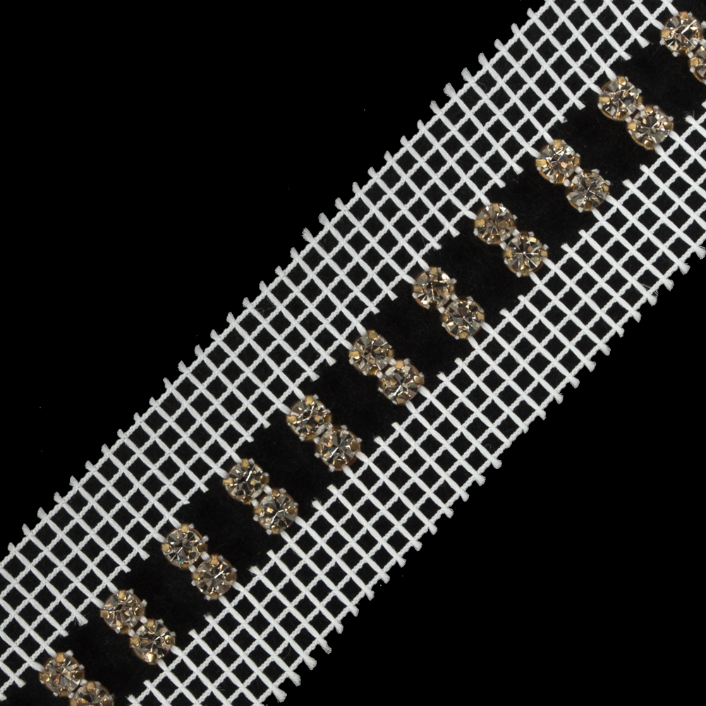 Silver White and Gold Metal Czech Rhinestone - 1.5"