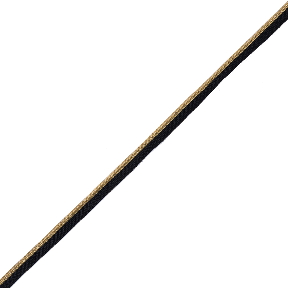 Gold Cord with Black Lip – 0.375″ Gold Cord with Black Lip – 0.375″