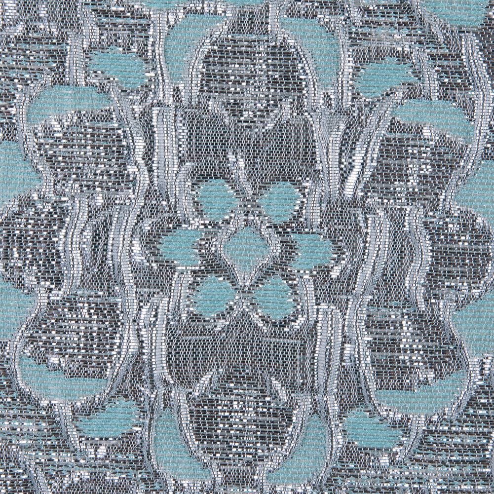Turquoise/Silver Metallic Floral Brocade Turquoise/Silver Metallic Floral Brocade