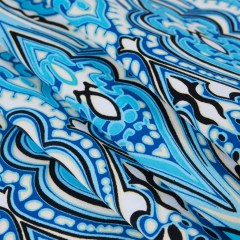 Blue Atoll/Dazzling Blue/White Abstract Stretch Cotton Sateen Blue Atoll/Dazzling Blue/White Abstract Stretch Cotton Sateen