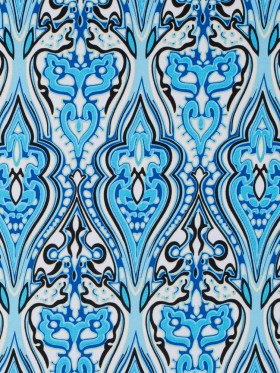 Blue Atoll/Dazzling Blue/White Abstract Stretch Cotton Sateen Blue Atoll/Dazzling Blue/White Abstract Stretch Cotton Sateen