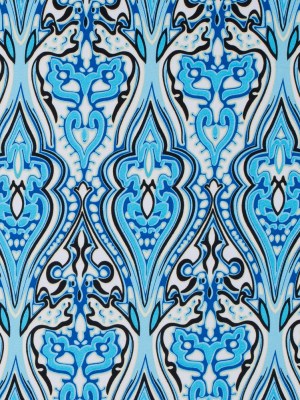 Blue Atoll/Dazzling Blue/White Abstract Stretch Cotton Sateen Blue Atoll/Dazzling Blue/White Abstract Stretch Cotton Sateen
